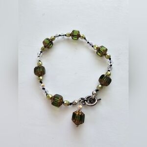 Crystal Green Bead Aurora Borealis Bracelet
